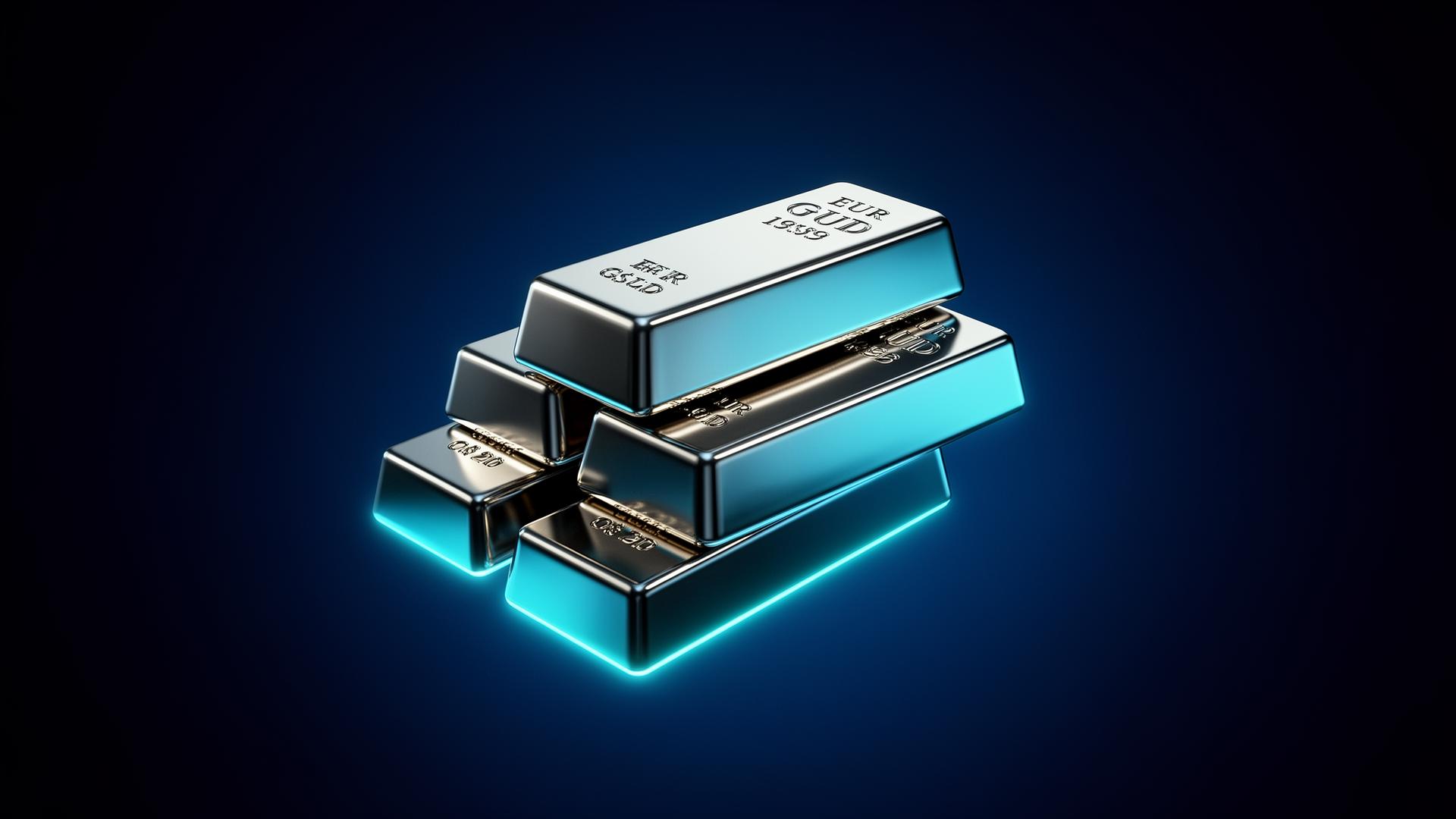 Metallic currency bars representing global trading markets